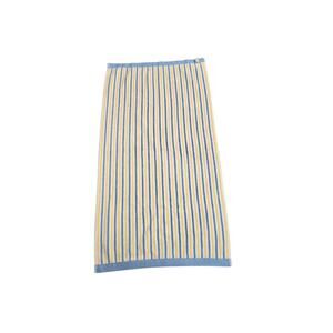 Vintage TerriSol Blue White Yellow Beach Towel Striped 1990s Terri Sol